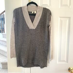 MOTH Anthropologie Two-Toned Grey Wool & Alpaca Longline Sweater